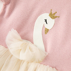 Dave&Bella Kids Girls Summer Swan Print Pink Mesh Birthday Party A-line Dress