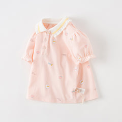 Dave&Bella Summer Girls Bubble Sleeve Cotton Polo Shirt Top