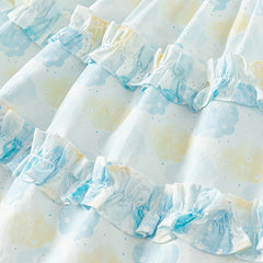 Dave&Bella Girls Summer Cotton Sweet Blue Bubble Sleeve Princess Dress