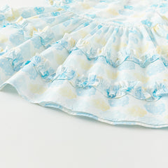 Dave&Bella Girls Summer Cotton Sweet Blue Bubble Sleeve Princess Dress