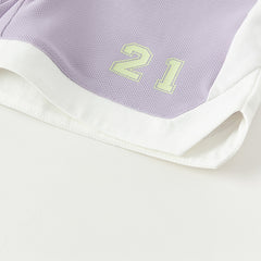 Dave&Bella Toddler Boys Summer Blue/Purple Outdoor Soft Moisture-wicking Outfit Sets