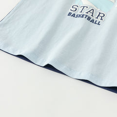 Dave&Bella Toddler Boys Summer Blue/Purple Outdoor Soft Moisture-wicking Outfit Sets