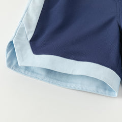 Dave&Bella Toddler Boys Summer Blue/Purple Outdoor Soft Moisture-wicking Outfit Sets