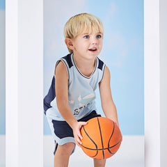 Dave&Bella Toddler Boys Summer Blue/Purple Outdoor Soft Moisture-wicking Outfit Sets