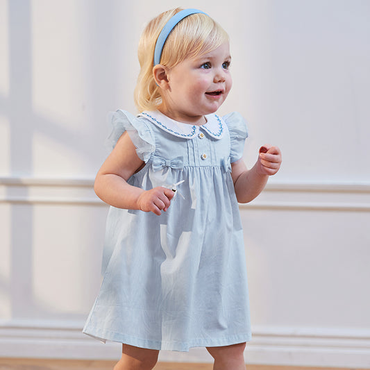 Dave&Bella Toddler Girls Summer Elegant Embroidery Flutter Sleeve Comfortable Dress