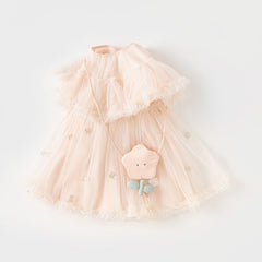 Dave&Bella Toddler Girls Summer Light Pink Cute Mesh Princess Dress (wallet bag)