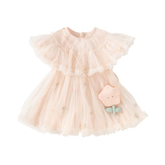 Dave&Bella Toddler Girls Summer Light Pink Cute Mesh Princess Dress (wallet bag)