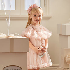 Dave&Bella Toddler Girls Summer Light Pink Cute Mesh Princess Dress (wallet bag)