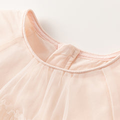 Dave&Bella Toddler Girls Summer Light Pink Cute Mesh Princess Dress (wallet bag)