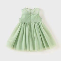 Dave&Bella Toddler Girls Summer Green Sleeveless Mesh Party A-line Dress