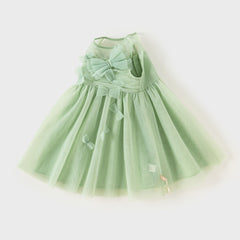 Dave&Bella Toddler Girls Summer Green Sleeveless Mesh Party A-line Dress