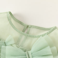 Dave&Bella Toddler Girls Summer Green Sleeveless Mesh Party A-line Dress