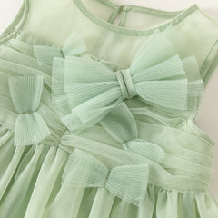 Dave&Bella Toddler Girls Summer Green Sleeveless Mesh Party A-line Dress
