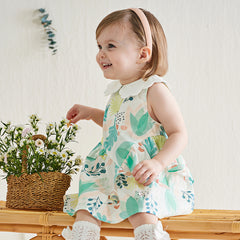 Dave&Bella Girls Lightweight Leaf Print Sleeveless Dress