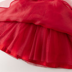 Dave&Bella Kids Girls Summer Festival Red Sleeveless Luxury Tulle Formal Princess Dress