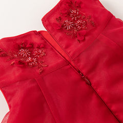 Dave&Bella Kids Girls Summer Festival Red Sleeveless Luxury Tulle Formal Princess Dress