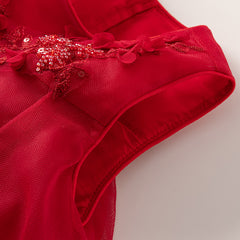 Dave&Bella Kids Girls Summer Festival Red Sleeveless Luxury Tulle Formal Princess Dress