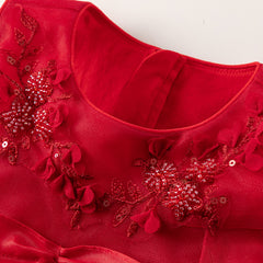 Dave&Bella Kids Girls Summer Festival Red Sleeveless Luxury Tulle Formal Princess Dress