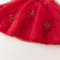 Dave&Bella Kids Girls Summer Festival Red Sleeveless Luxury Tulle Formal Princess Dress