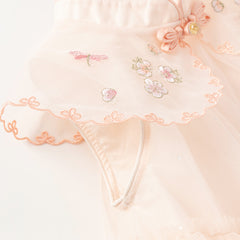 Dave&Bella Toddler Girls Summer Chinese-style Flower Embroidery Mesh Dress(wallet bag)