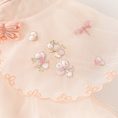 Dave&Bella Toddler Girls Summer Chinese-style Flower Embroidery Mesh Dress(wallet bag)