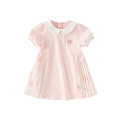 Dave&Bella Toddler Girls Summer Short Sleeve Pink Pleated Dress