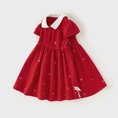 Dave&Bella Toddler Girl Summer Cotton Red/Pink Polo Princess Dress