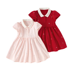 Dave&Bella Toddler Girl Summer Cotton Red/Pink Polo Princess Dress