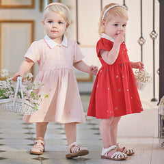 Dave&Bella Toddler Girl Summer Cotton Red/Pink Polo Princess Dress