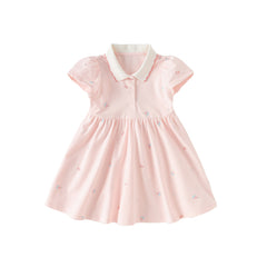 Dave&Bella Toddler Girl Summer Cotton Red/Pink Polo Princess Dress