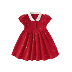 Dave&Bella Toddler Girl Summer Cotton Red/Pink Polo Princess Dress