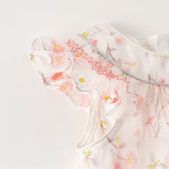 Dave&Bella Toddler Girls Summer Sweet Pink Floral Print Mesh Princess Dress (wallet bag)