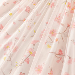 Dave&Bella Toddler Girls Summer Sweet Pink Floral Print Mesh Princess Dress (wallet bag)