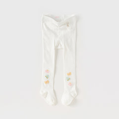 Dave&Bella Girls Summer White/Pink/Beige Thin Footed Tights Leggings