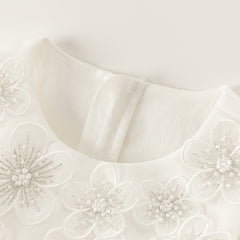Dave&Bella Toddler Girls Summer Gentle White A-line Special Occasion Mesh Princess Dress