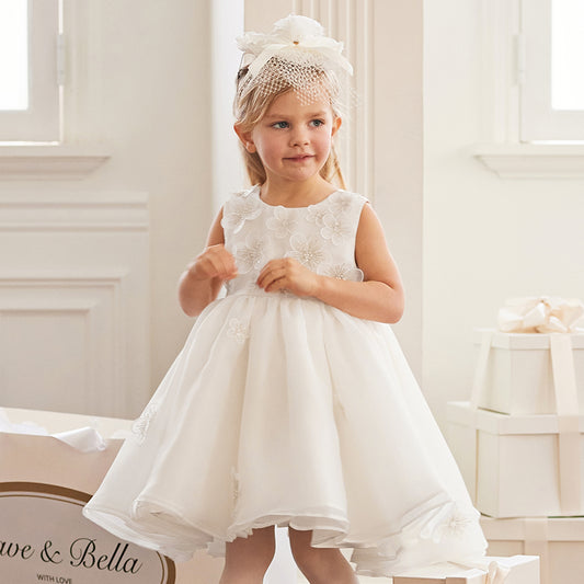 Dave&Bella Toddler Girls Summer Gentle White A-line Special Occasion Mesh Princess Dress