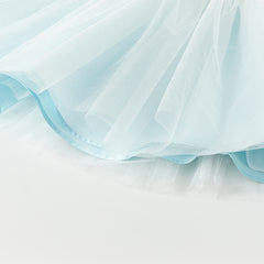Dave&Bella Toddler Girls Summer Elegant Blue Flutter Sleeve Luxury Mesh Tutu Party Dress