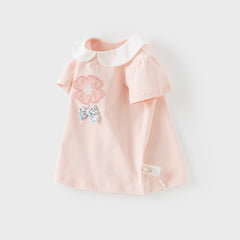 Dave&Bella Toddler Girls Summer Flower Cotton T-Shirts
