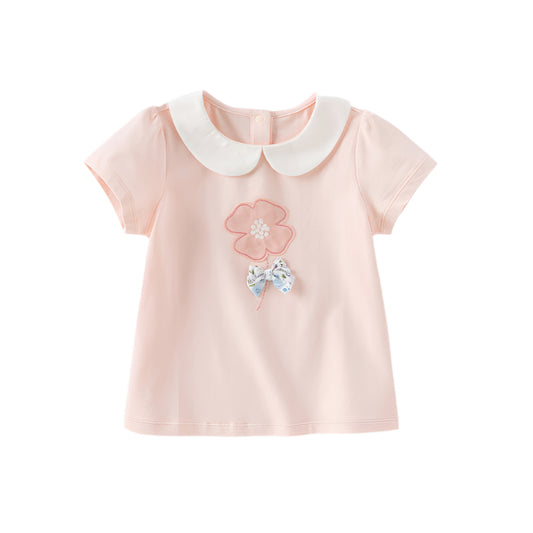 Dave&Bella Toddler Girls Summer Flower Cotton T-Shirts