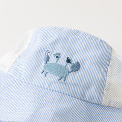 Dave&Bella Boys Summer Cotton Breathable Blue Striped Fisherman Hat