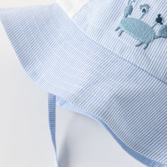 Dave&Bella Boys Summer Cotton Breathable Blue Striped Fisherman Hat
