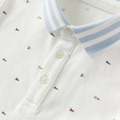 Dave&Bella Toddler Boys Summer Cotton Beige College Polos Short Pant Sets