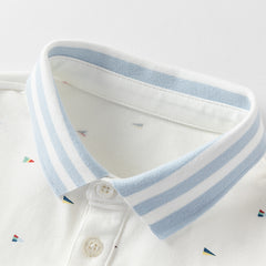 Dave&Bella Toddler Boys Summer Cotton Beige College Polos Short Pant Sets