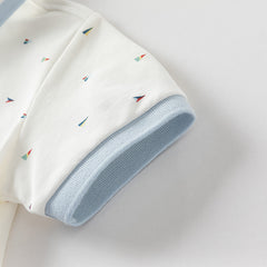 Dave&Bella Toddler Boys Summer Cotton Beige College Polos Short Pant Sets