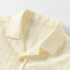 Dave&Bella Toddler Boys Summer College Yellow White Striped T-shirt Shorts Sets