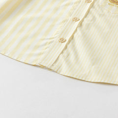 Dave&Bella Toddler Boys Summer College Yellow White Striped T-shirt Shorts Sets