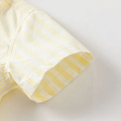 Dave&Bella Toddler Boys Summer College Yellow White Striped T-shirt Shorts Sets