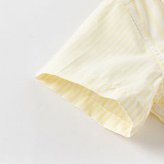 Dave&Bella Toddler Boys Summer College Yellow White Striped T-shirt Shorts Sets