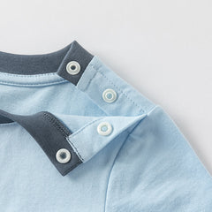 Dave&Bella Toddler Boys Summer Sea Blue Cartoon Print Cotton Casual T-shirt Tops