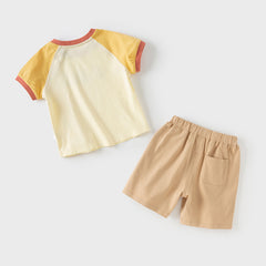 Dave&Bella Toddler Boys Summer Cotton Yellow T-shirt Short Pant Sets